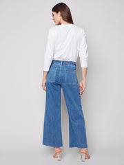 Medium Blue Denim Wide-Leg Pant